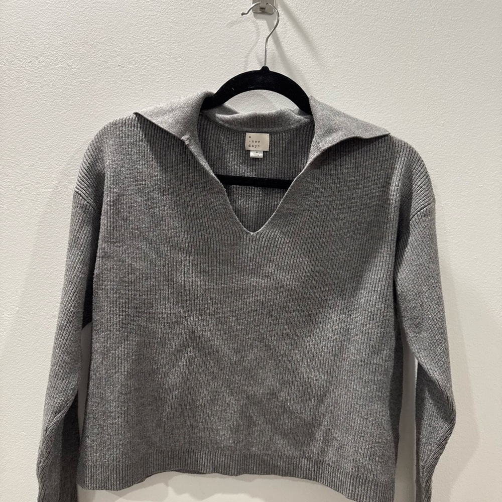 Gray V-Neck Women's Sweater